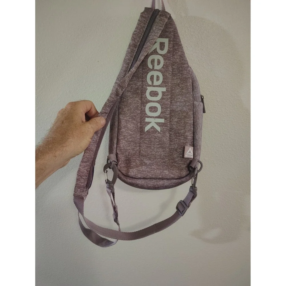 Reebok Womens‎ Sling Bag Crossbody Backpack Heathered Mauve Purple Sporty Travel